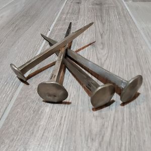 4 Roost Large Satin Nickle Forged Nails 4-6.5" NEW